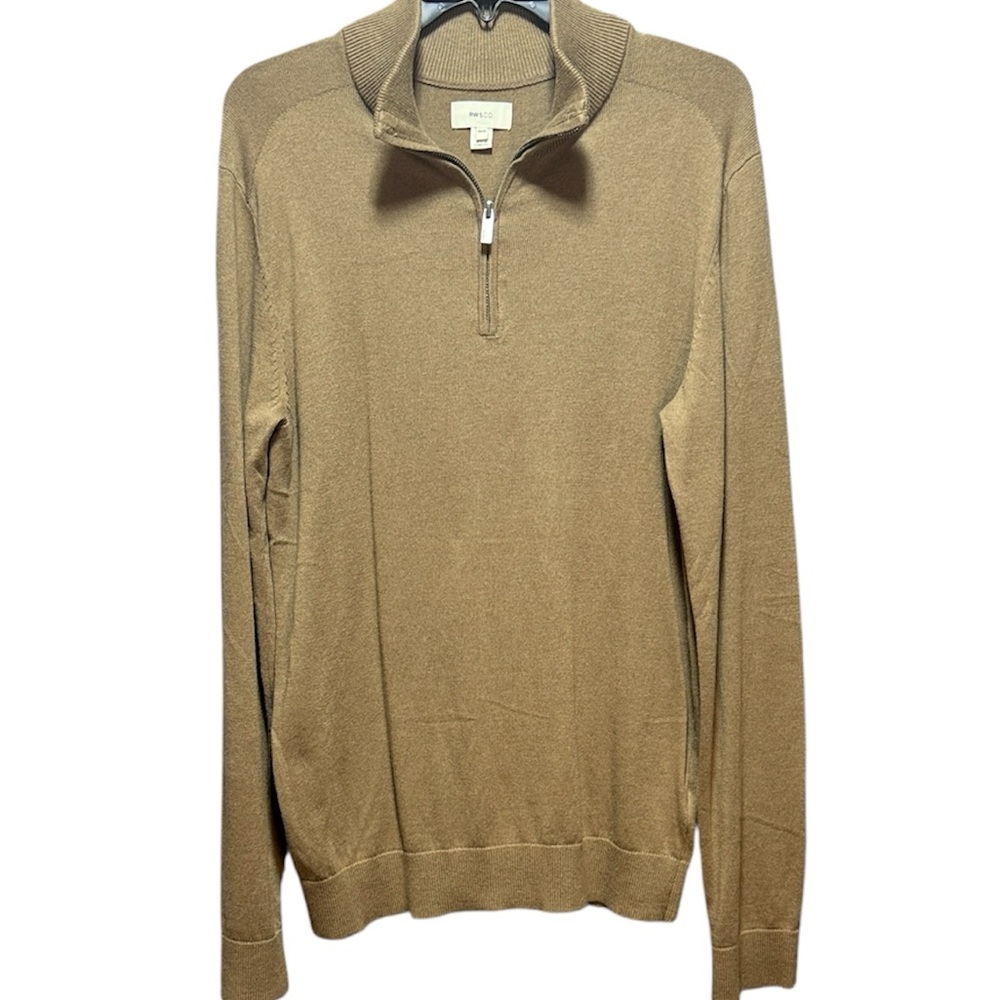 RW&CO. Men's Camel Zip-Up knit Sweater